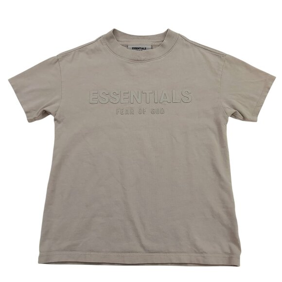 Fear of God Essentials T-Shirt Boys Medium 8 Brown Short Sleeve 100% Cotton Soft - Picture 1 of 10